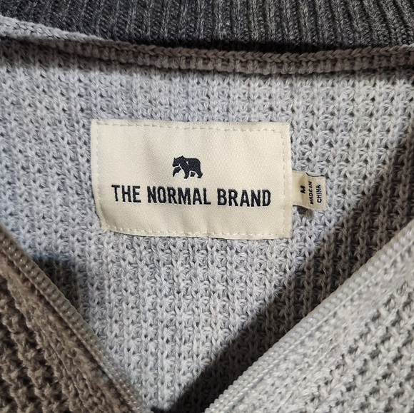 The Normal Brand Waffle Knit Quarter Zip Size Medium Gray - Picture 7 of 11